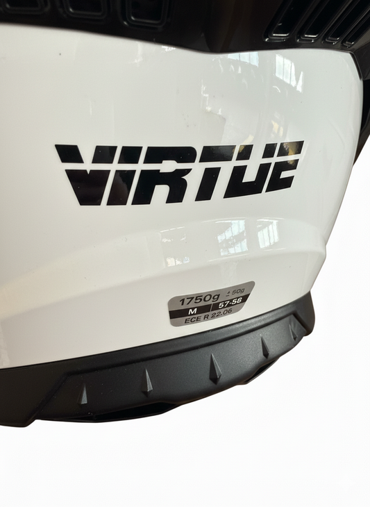 Virtue Helmet designed for Motorcyles and Mopeds with top safety features including ECEE522R06-Colour White