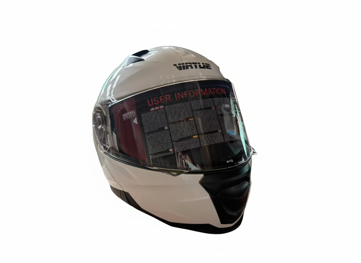 Virtue Helmet designed for Motorcyles and Mopeds with top safety features including ECEE522R06-Colour White