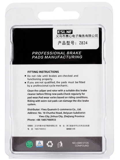 ESLNF Z824 High-Performance Semi-Metallic Disc Brake Pads,  Shimano pad shapes (equivalent to M06, M07, M07S, and A01S)
