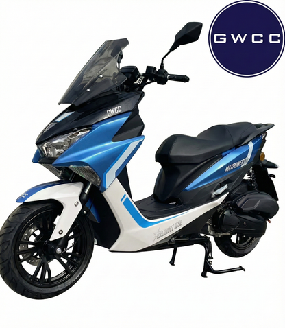 Rent from £8 per dayGWCC Velocity One Moped 125CC, 4 Stroke Colour Blue