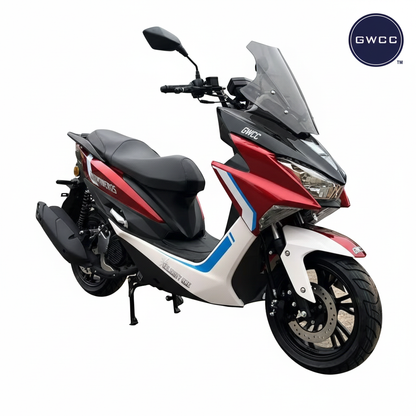 Rent from £8 per day GWCC Velocity One Moped 125CC, 4 Stroke Colour Red