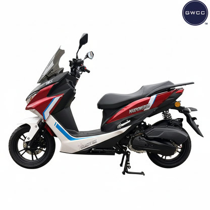 Rent from £8 per day GWCC Velocity One Moped 125CC, 4 Stroke Colour Red