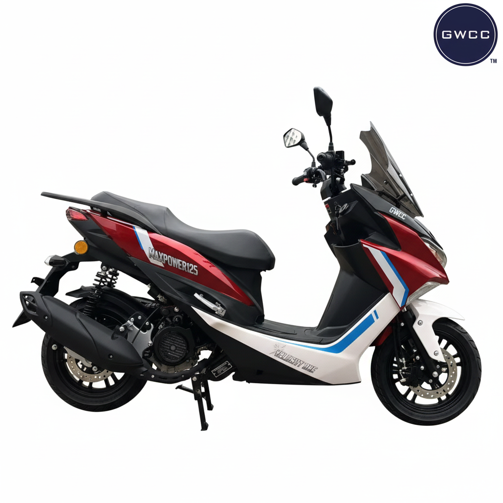 Rent from £8 per day GWCC Velocity One Moped 125CC, 4 Stroke Colour Red