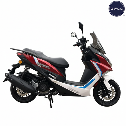 Rent from £8 per day GWCC Velocity One Moped 125CC, 4 Stroke Colour Red