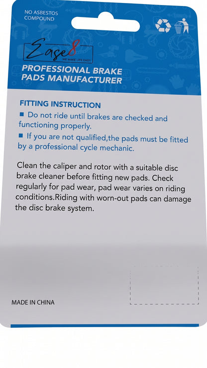Ease8 Semi-Metallic Disc Brake Pads (B01S / B03S / B05S Shape)