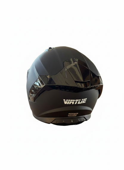 Virtue Helmet designed for Motorcyles and Mopeds with top safety features including ECEE522R06-Colour Black