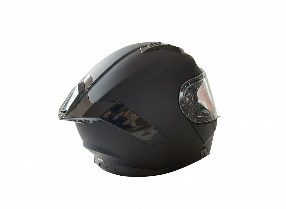 Virtue Helmet designed for Motorcyles and Mopeds with top safety features including ECEE522R06-Colour Black