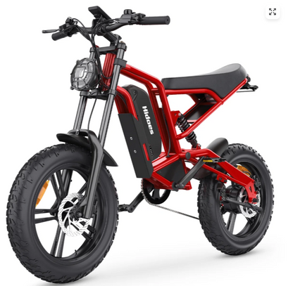 Hidoes B6 Fat Tyre Cruiser Electric Bike | 1200W, 48V 15.6Ah, 20" Fat Tyre | Red