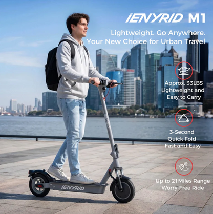 iENYRID M1 Folding Electric Scooter – 500W Motor, 22mph, 22-Mile Range