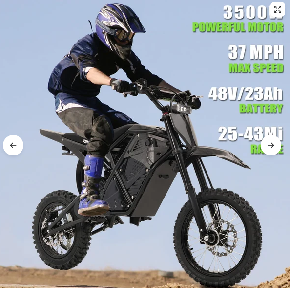 VIPCOO H3 Electric Dirt Bike | 37mph, Fat Tyre Off-Road E-Bike | Matte Black & Green