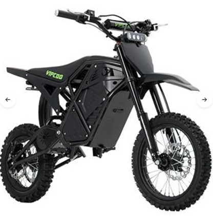 VIPCOO H3 Electric Dirt Bike | 37mph, Fat Tyre Off-Road E-Bike | Matte Black & Green