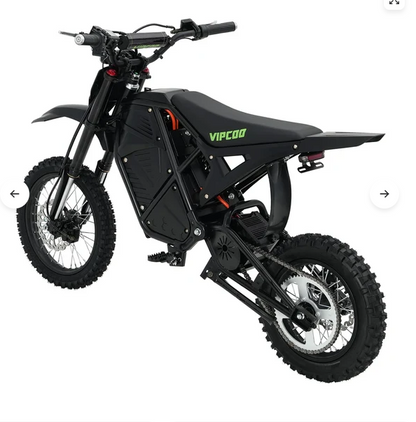 VIPCOO H3 Electric Dirt Bike | 37mph, Fat Tyre Off-Road E-Bike | Matte Black & Green