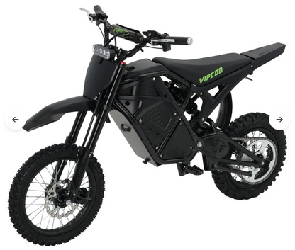 VIPCOO H3 Electric Dirt Bike | 37mph, Fat Tyre Off-Road E-Bike | Matte Black & Green