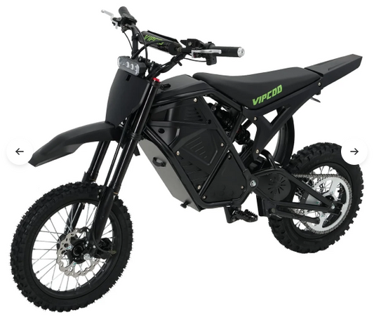 VIPCOO H3 Electric Dirt Bike | 37mph, Fat Tyre Off-Road E-Bike | Matte Black & Green